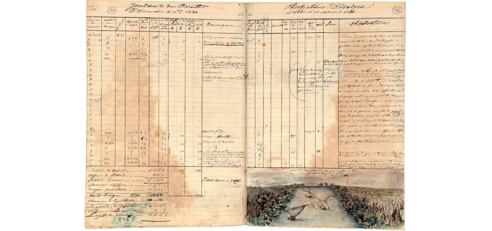 Journal de route de la 2e expédition, aller et retour de Joseph Pons d’Arnaud - 1840-1841 - BnF / Société de géographie, SG COLIS- 20 (3387, 1) et SG COLIS-20 (3387, 2)