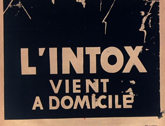 Affiche de mai 68. « L'Intox vient à domicile »