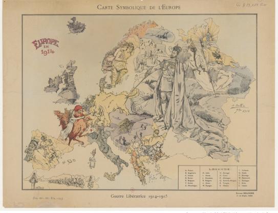 Carte symbolique de l'Europe : l’Europe en 1914, 1914