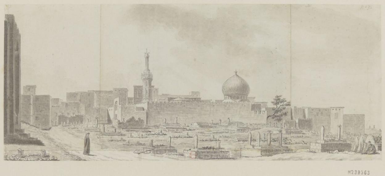 Alexandrie : vue de la place des Tombeaux. Nicolas-Jacques Conté. 1798-1817. Dessin.