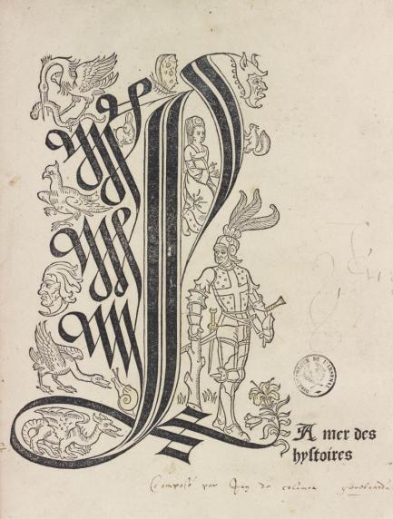 Vélins 676-677 : La Mer des hystoires . Le martirologue des saincts. Paris : Pierre Le Rouge pour Vincent Commin, 1488-1489. In-folio, 2 vol.