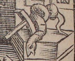 « Des instruments desquels s’aident les magiciens de Bothnie » par Olaus Magnus (détail du marteau et du serpent)