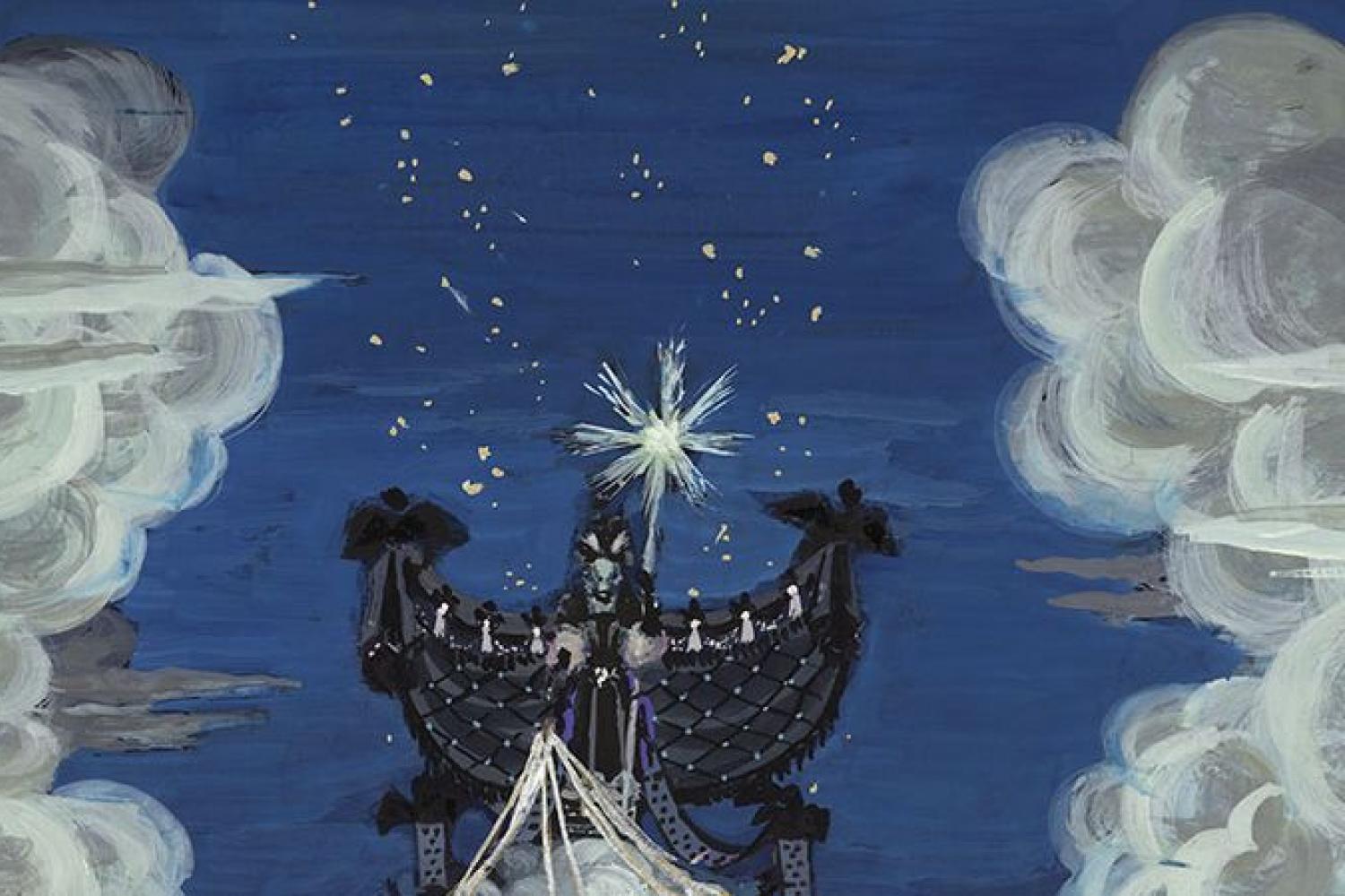 Roger Chapelain-Midy, projet de décor pour La Reine de la Nuit dans La Flûte enchantée, 1954. BnF, Musique, Bibliothèque-musée de l’Opéra © ADAGP, Paris, 2017 / BnF, délégation à la Communication - - Roger Chapelain-Midy, projet de décor pour La Reine de la Nuit dans La Flûte enchantée, 1954. BnF, Musique, Bibliothèque-musée de l’Opéra © ADAGP, Paris, 2017 / BnF, délégation à la Communication