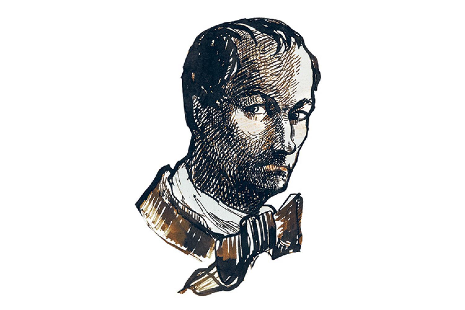 Charles Baudelaire, Autoportrait, vers 1860. Plume et crayon rouge. Paris, Bibliothèque de l’Institut, Collection Spoelberch de Lovenjoul - - © RMN - Grand Palais (Institut de France) / Gérard Blot | BnF, délégation à la Communication. Paris, 2021