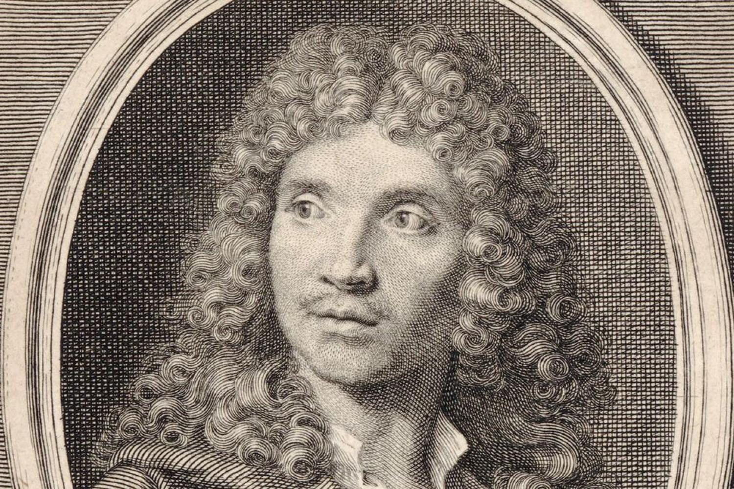 Portrait de J. B. Poquelin de Molière, gravure de Benoît Audran. BnF, département Estampes et photographie -  - BnF