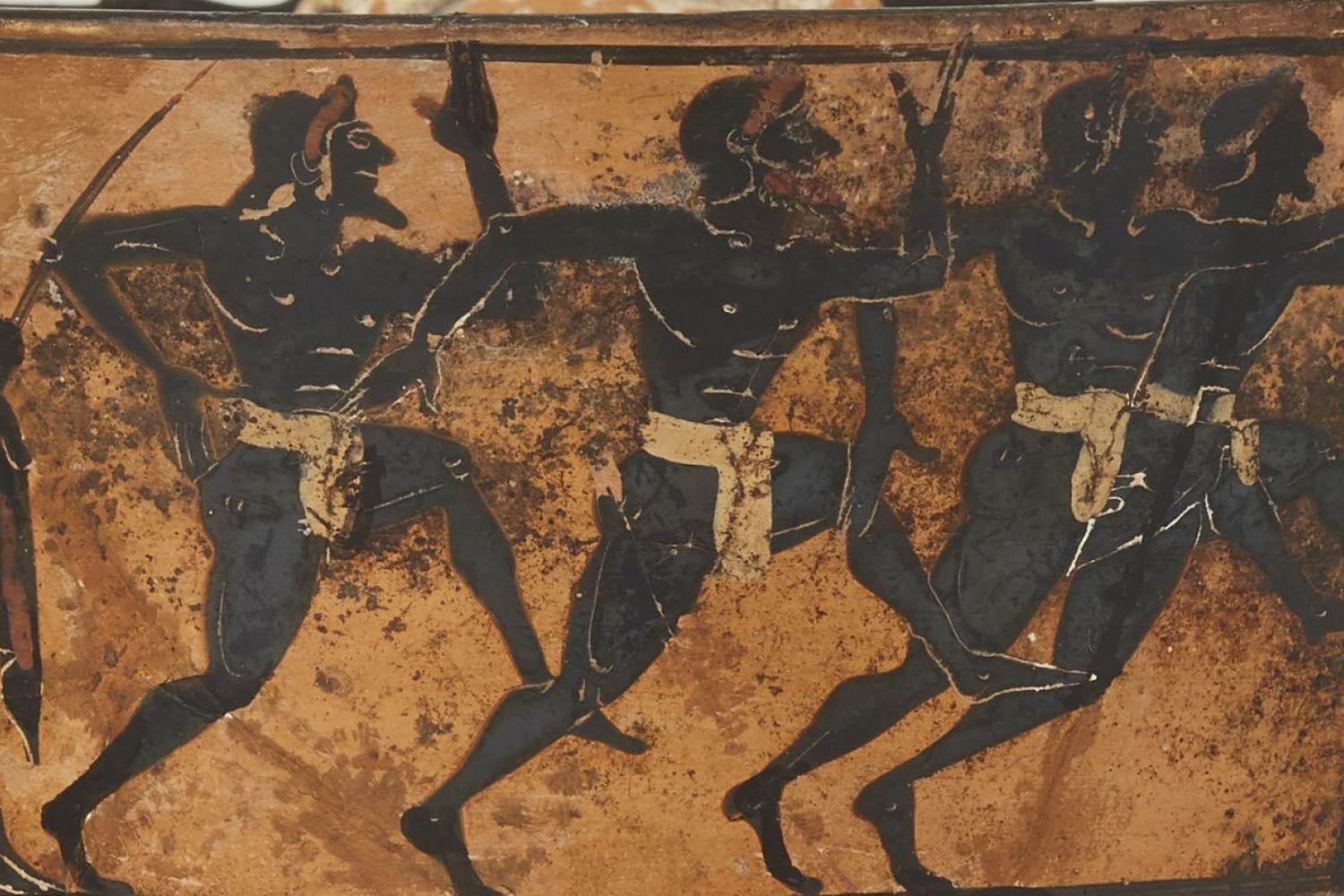 Détail d’une scène de palestre du canthare attique – De Ridder. 354 - VIe av. J.-C. - BnF, département des Monnaies, médailles et antiques © Serge Oboukhoff © BnF-CNRS-MSH Mondes