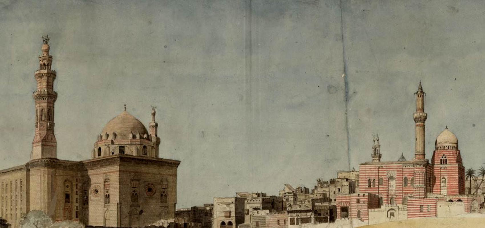 Le Caire, vue de la mosquée du sultan Hassan. Dessin par Nicolas-Jacques Conté (1755-1805) - - Conté, Nicolas-Jacques (1755-1805). Dessinateur