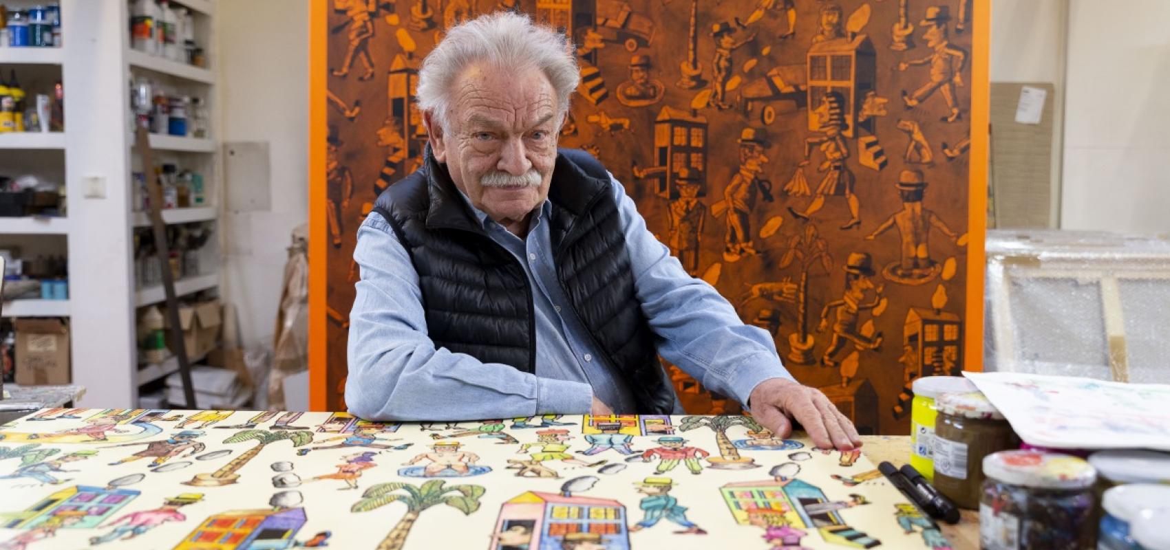 Antonio Seguí dans son atelier - 2019 - Béatrice Lucchese / BnF