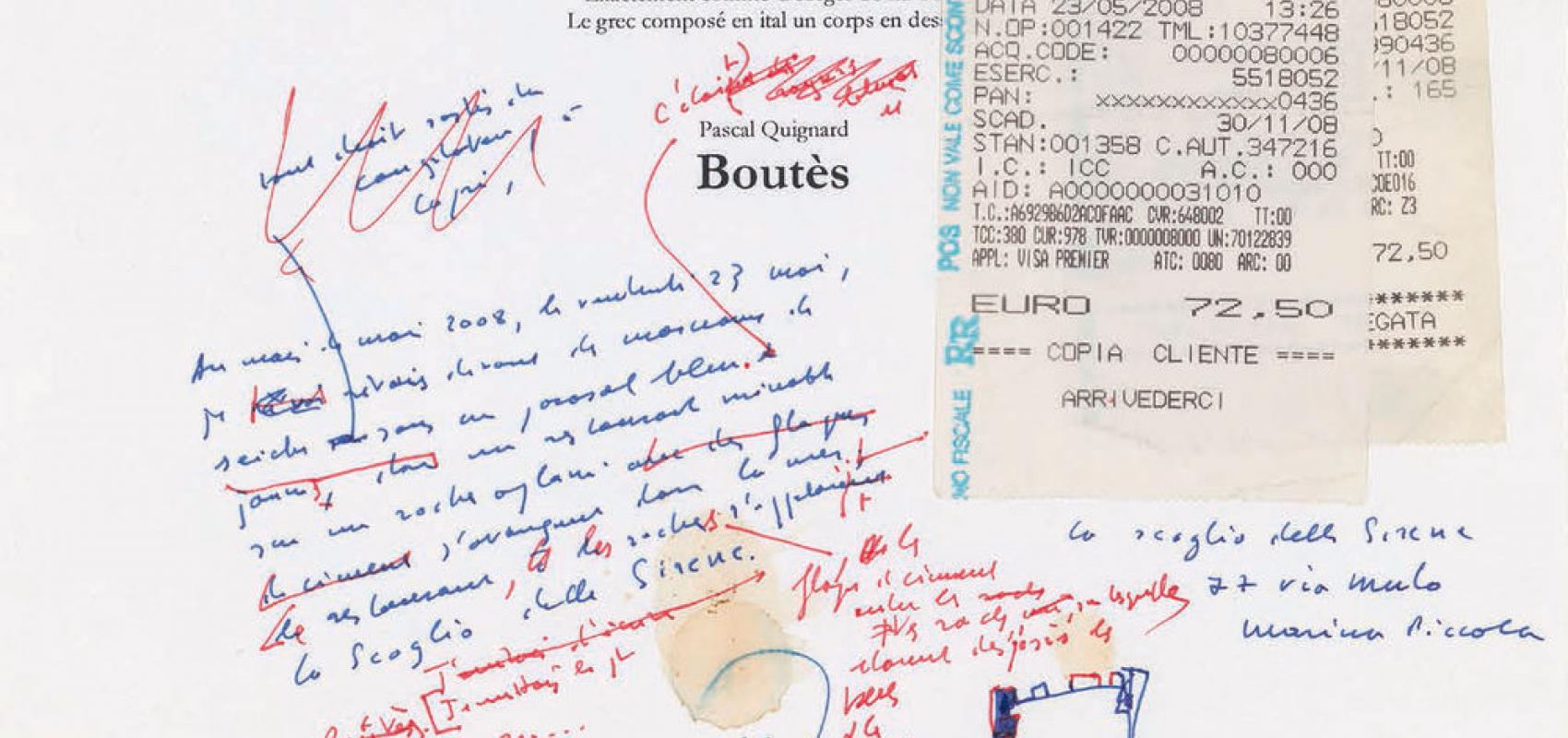 Boutès -  - Pascal Quignard – BnF, Manuscrits