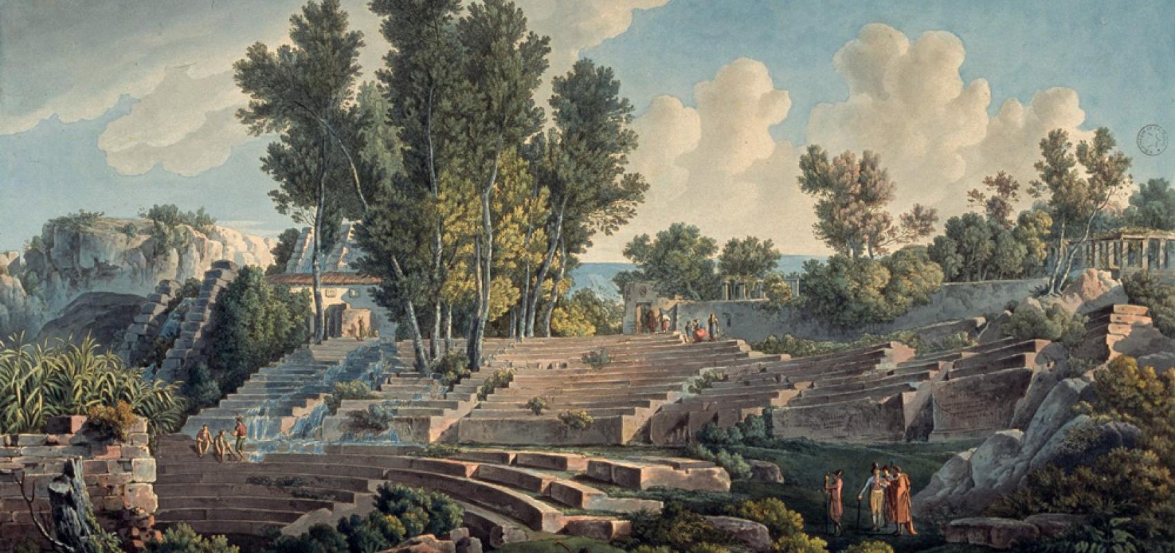 Vue du théâtre de Syracuse taillé dans le Rocher, Paris, Chalcographie des frères Piranèse, vers 1801 - - BnF, Bibliothèque de l'Arsenal