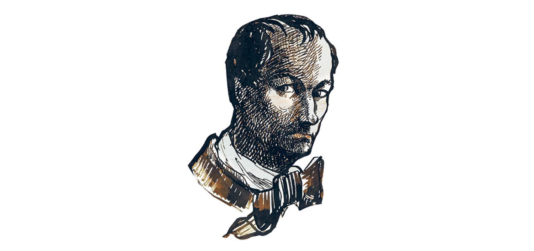 Charles Baudelaire, Autoportrait, vers 1860. Plume et crayon rouge. Paris, Bibliothèque de l’Institut, Collection Spoelberch de Lovenjoul - - © RMN - Grand Palais (Institut de France) / Gérard Blot | BnF, délégation à la Communication. Paris, 2021