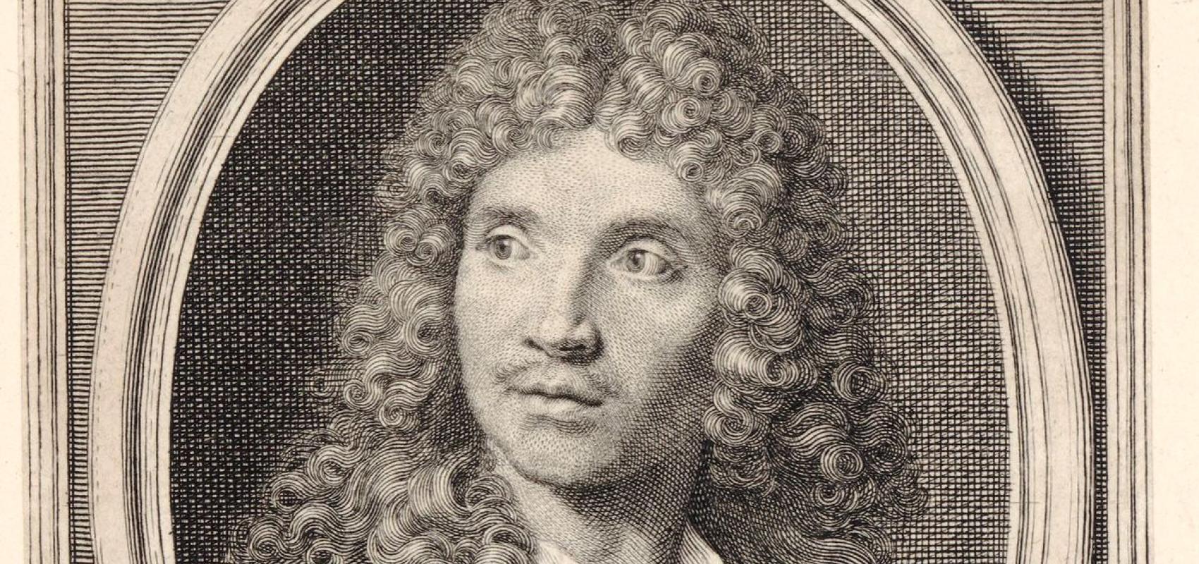 Portrait de J. B. Poquelin de Molière, gravure de Benoît Audran. BnF, département Estampes et photographie - - BnF