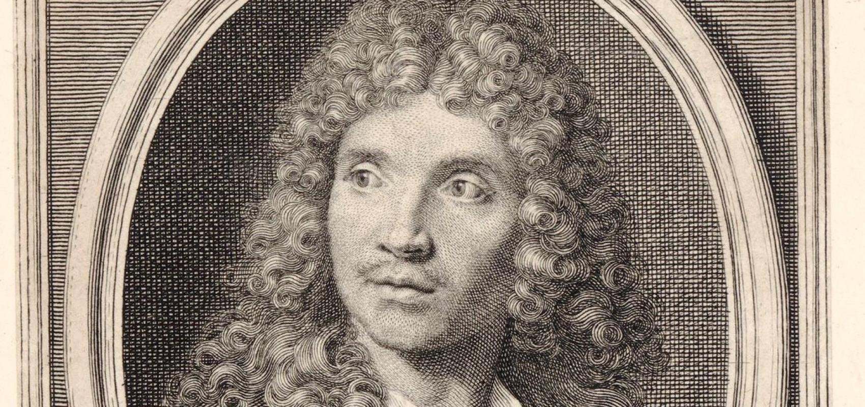 Portrait de J. B. Poquelin de Molière, gravure de Benoît Audran. BnF, département Estampes et photographie -  - BnF