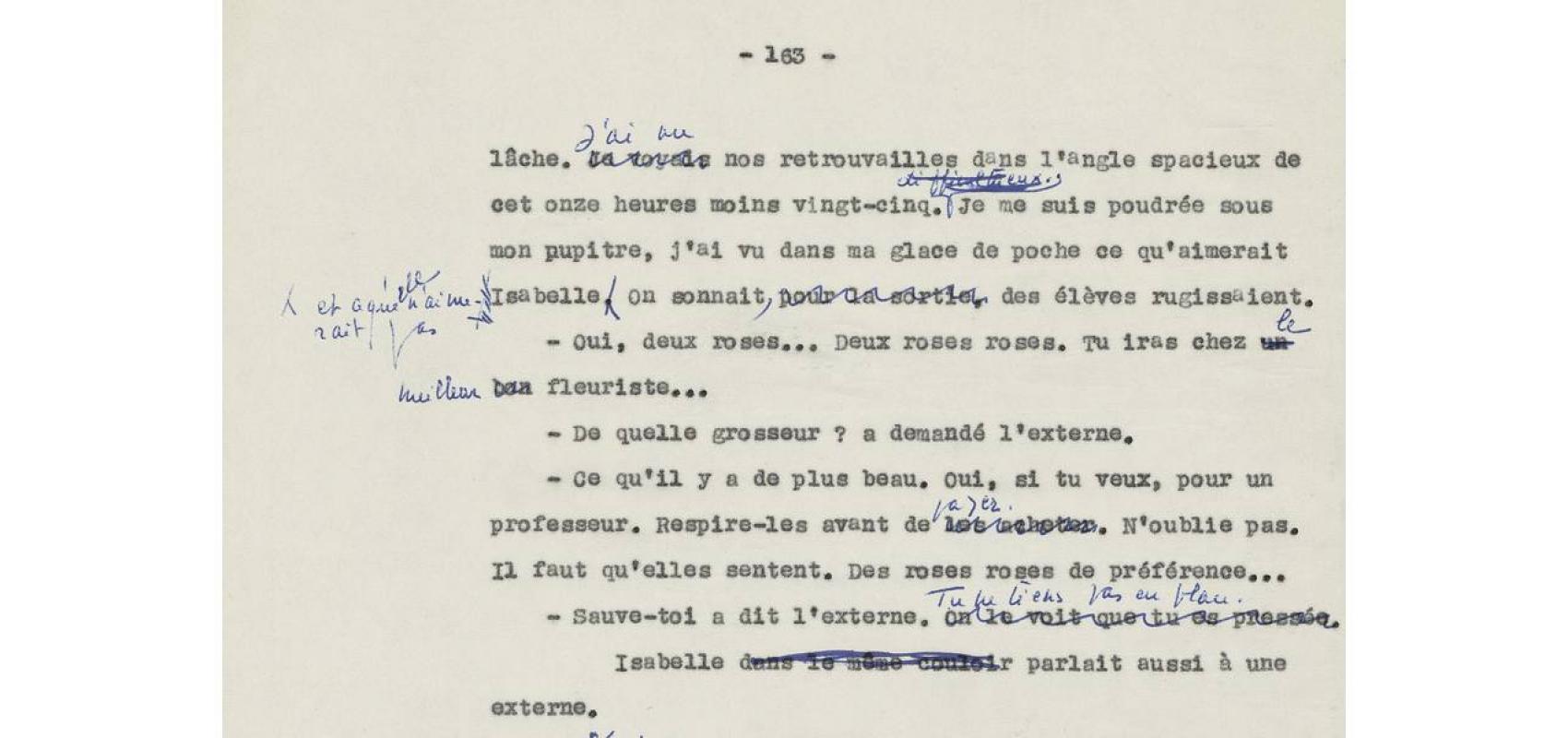 Dactylographie corrigée de Thérèse et Isabelle, de Violette Leduc, 1953-1954 - - BnF, département des Manuscrits