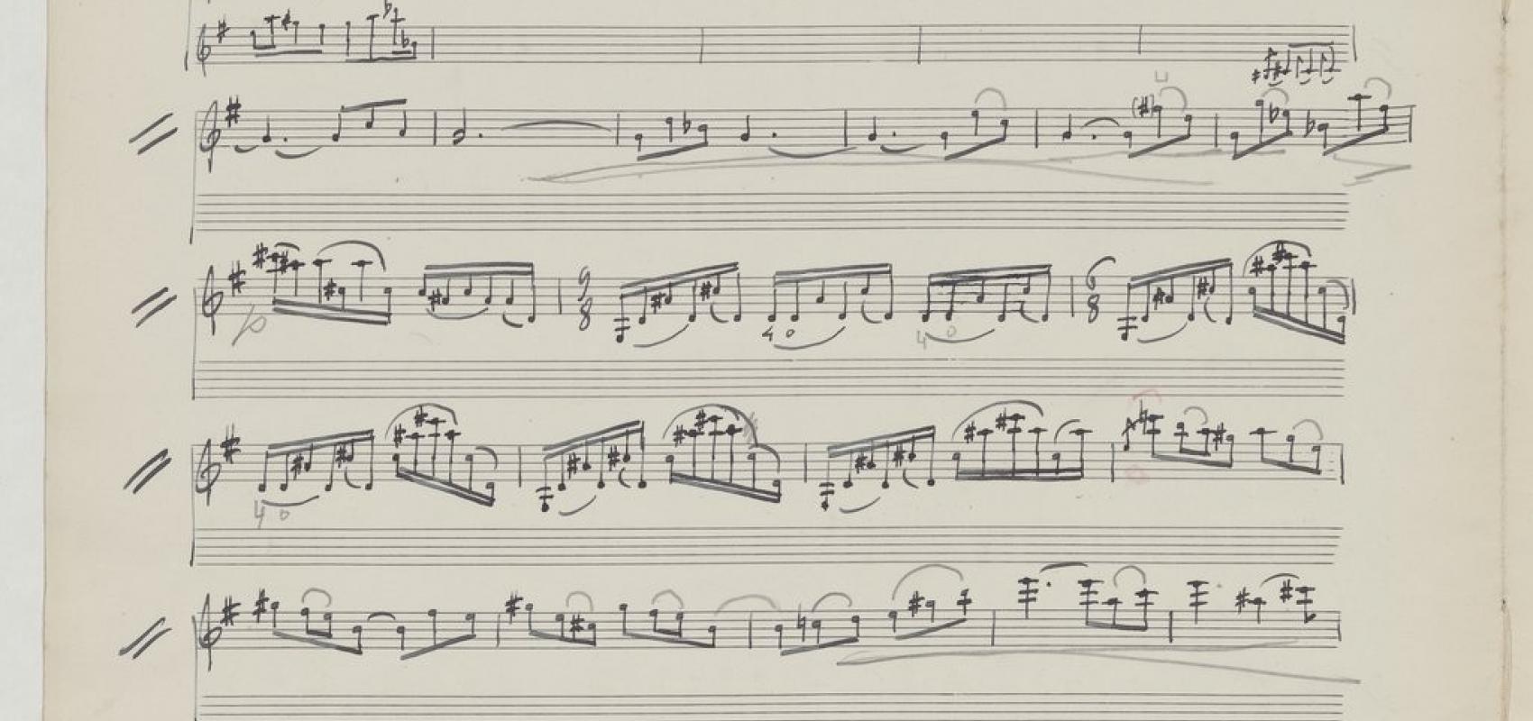 « Sonate pour violon et piano n° 2 » de Maurice Ravel, manuscrit autographe, 1927. BnF, département de la Musique, MS-23592 -  - BnF