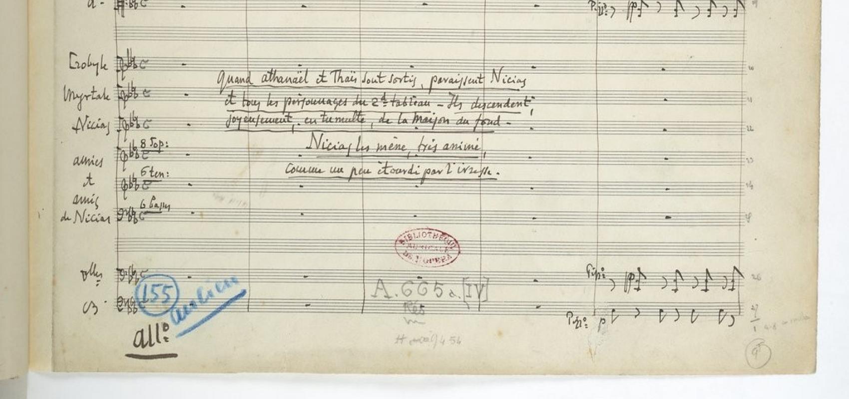 Manuscrit autographe de « Thais » de Jules Massenet. BnF, département de la Musique, Bibliothèque-musée de l’Opéra, A 665 (A) -  - BnF