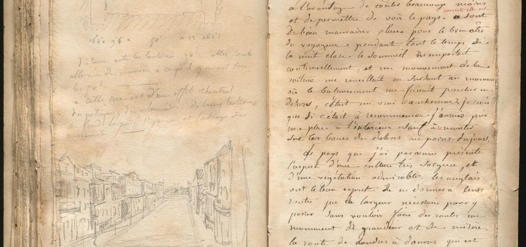Charles Rohault de Fleury, « Voyage à Londres », 1830, manuscrit autographe. Paris, bibliothèque de l’INHA, Ms 806, ff. 67-68 - - INHA