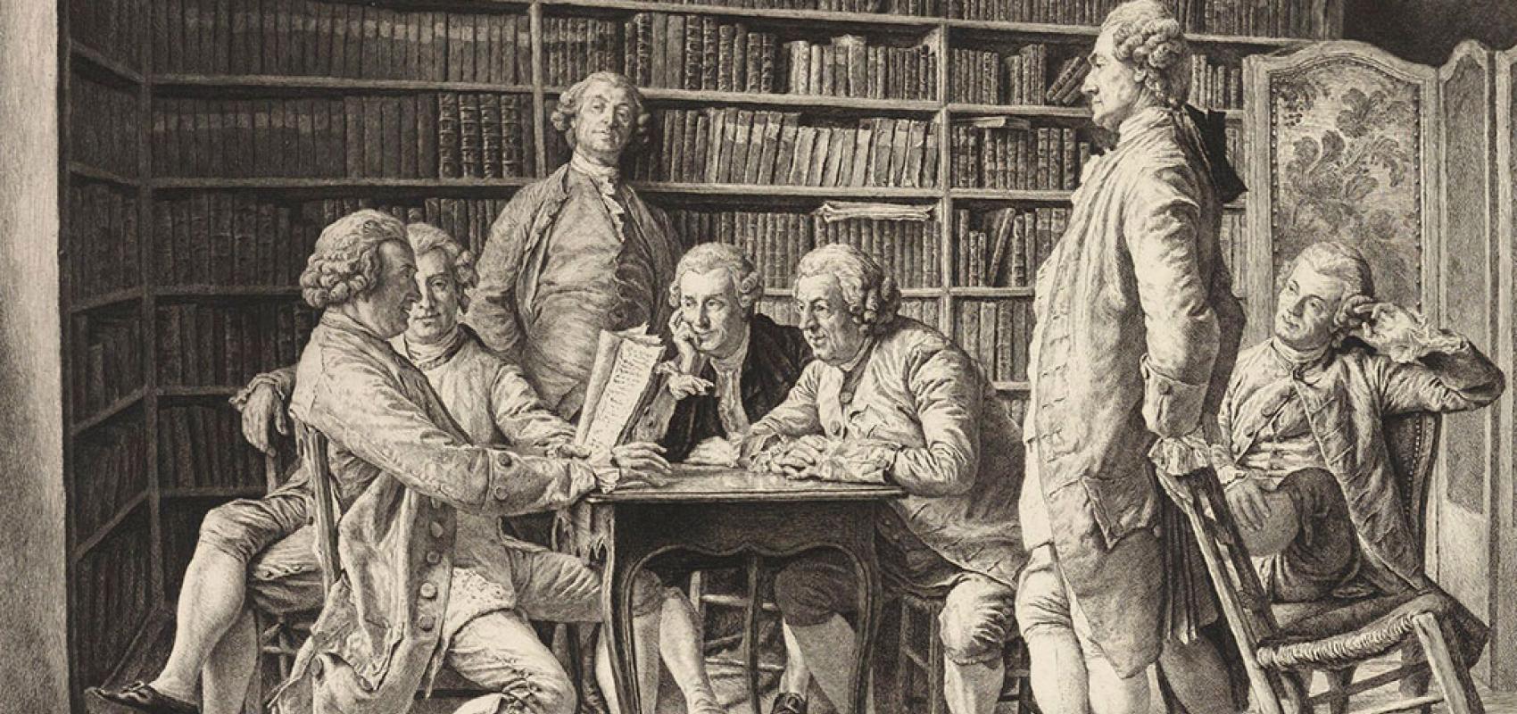 "La lecture chez Diderot" par Ernest Meissonier (1815-1891), dessinateur ; Louis Monziès (1849-1930), graveur - 1888 - BnF
