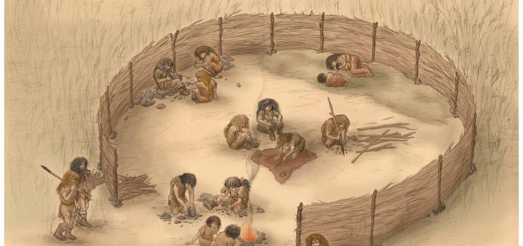 Reconstitution de la vie quotidienne d'un groupe néandertalien à partir des fouilles effectuées en 2000 dans l'abri moustérien de « La Folie » (Poitiers, Vienne, Nouvelle-Aquitaine) -  - © Pascale Galibert, Inrap