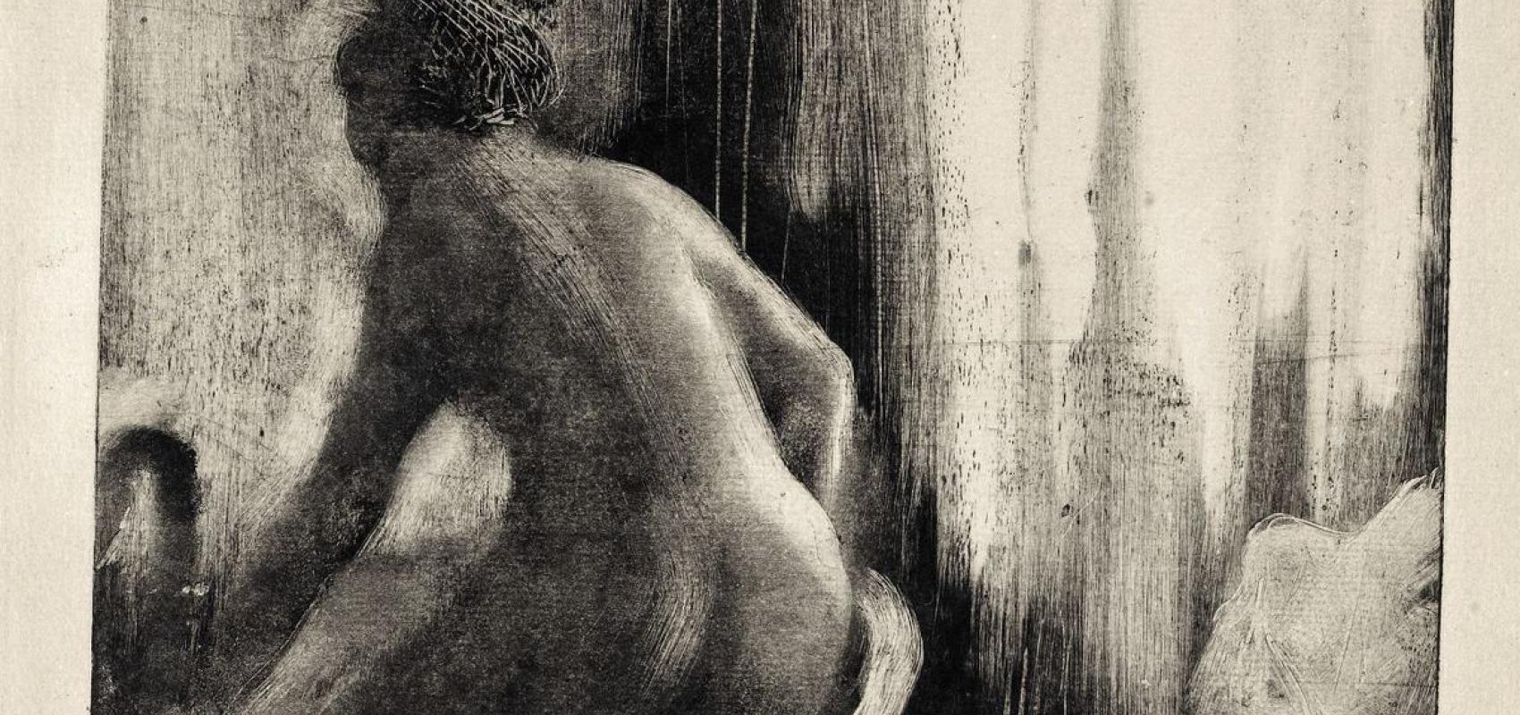 Edgar Degas, « Femme debout dans une baignoire », vers 1880-1885, monotype  -  - Paris, musée d'Orsay, conservé au musée du Louvre 