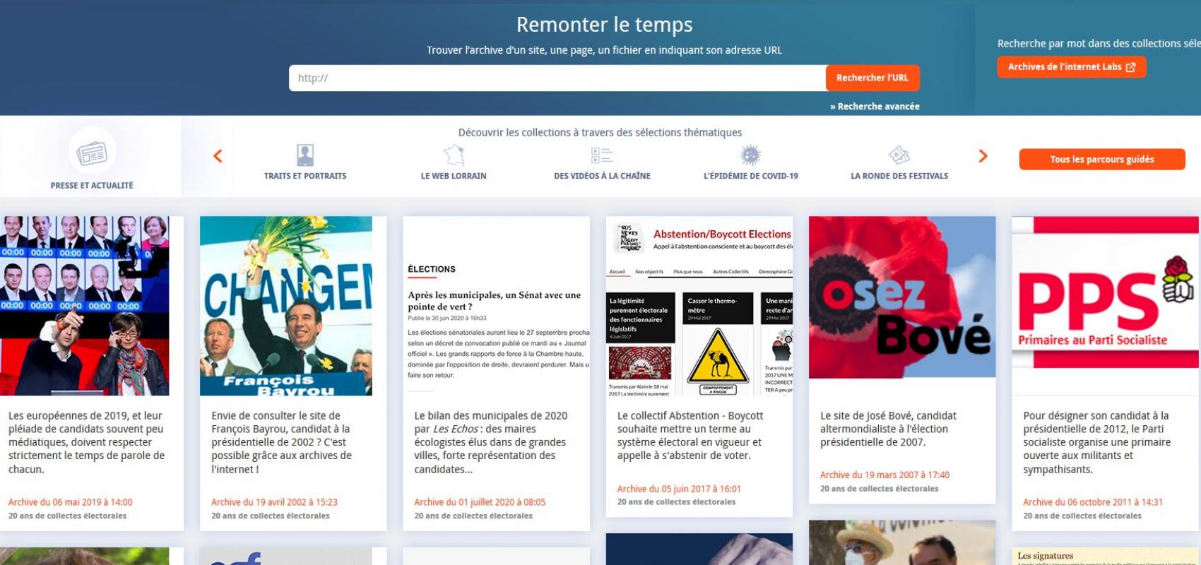 Page d'accueil des Archives de l'internet - - DLN