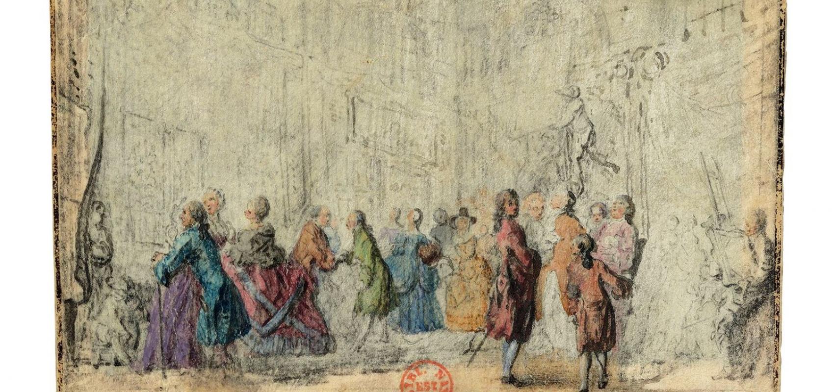Gabriel de Saint-Aubin, « L’Exposition de mai » - 1769 - BnF, Réserve des livres rares – Ve-53 (h)-fol
