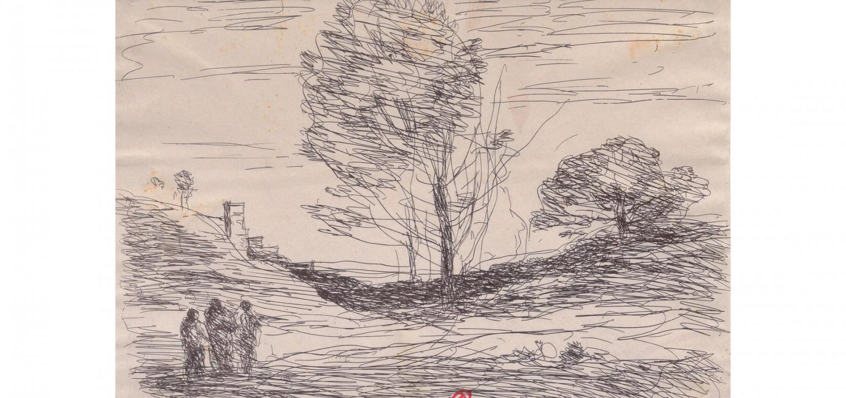 Jean-Baptiste Camille Corot, Souvenir d’Eza, cliché-verre - 1874 - INHA, collections Jacques Doucet, EM COROT 20