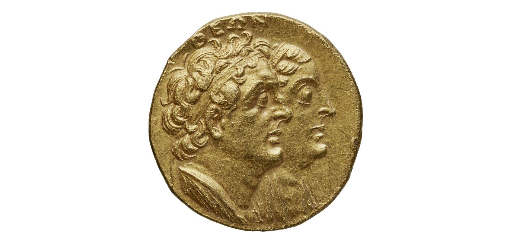 Monnaie : mnaieion, or, Égypte, Ptolémée II Philadelphe - 272-261 - BnF, département des Monnaies, médailles et antiques