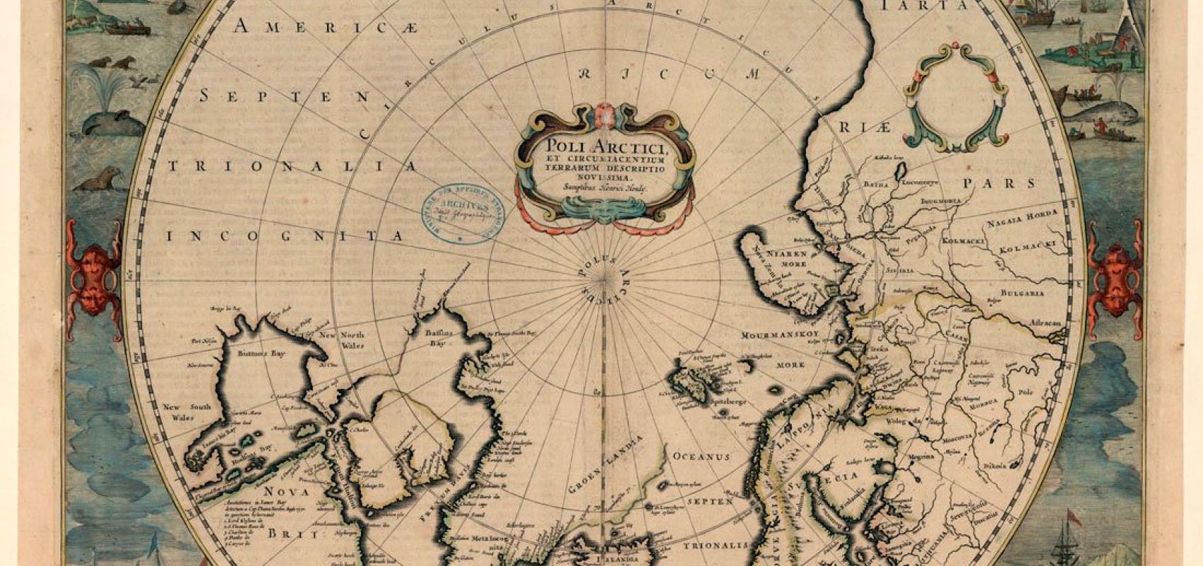 Poli arctici et circumiacentium terrarum descriptio novissima, Henrici Hondij, 1636, BnF - - BnF