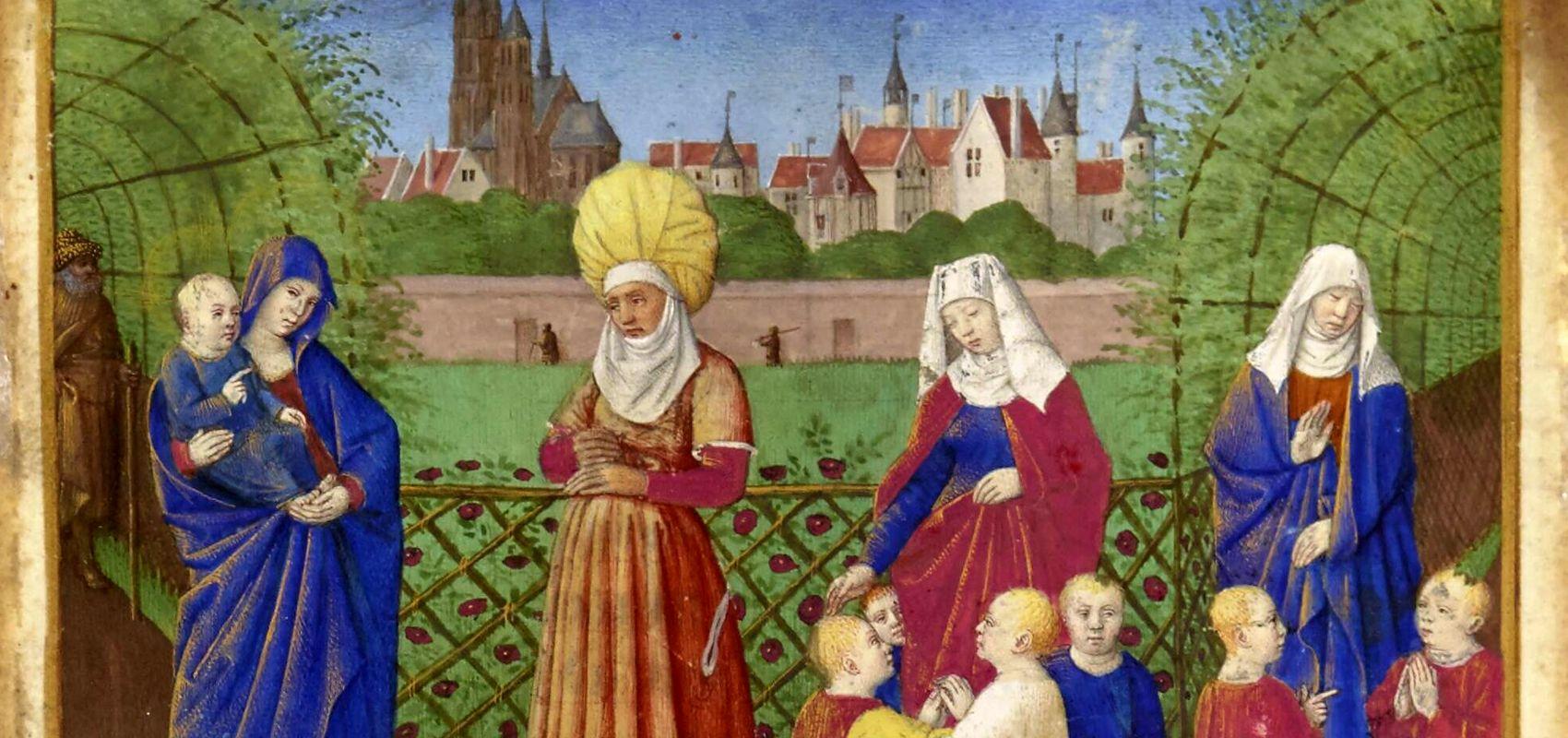 Feuillet du livre d'heures peint par Jean Fouquet pour Étienne Chevalier (détail) - - BnF, département des Manuscrits