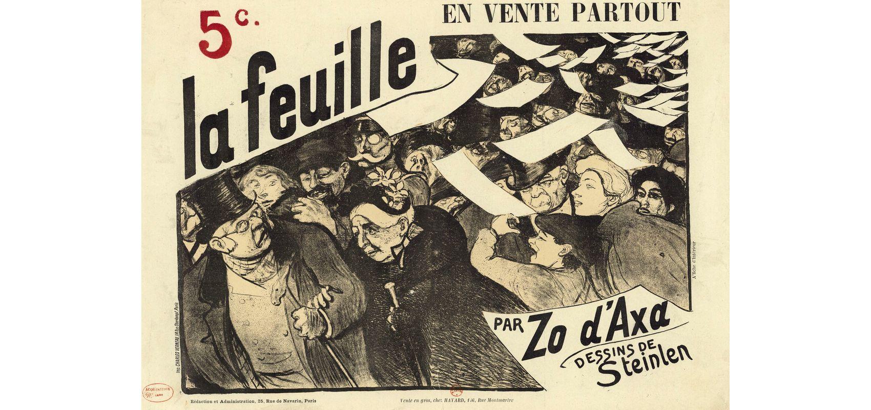 « La Feuille » – En vente partout – Par Zo d'Axa – Dessins de Steinlen - 1897 - BnF, département des Estampes et de la photographie