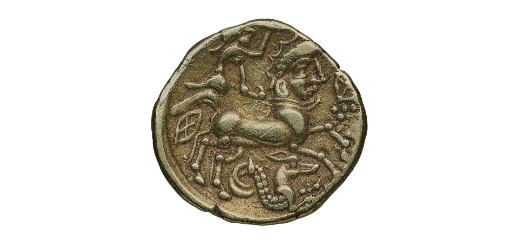 Aurige surmontant un cheval androcéphale – Statère en or - - BnF, département des Monnaies, médailles et antiques