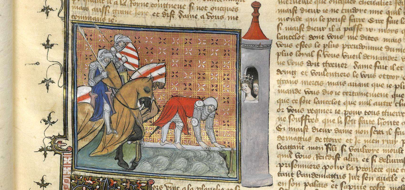Lancelot passant le Pont de l’Épée - 1401-1425 - BnF, Bibliothèque de l’Arsenal, ms-3480, f. 59