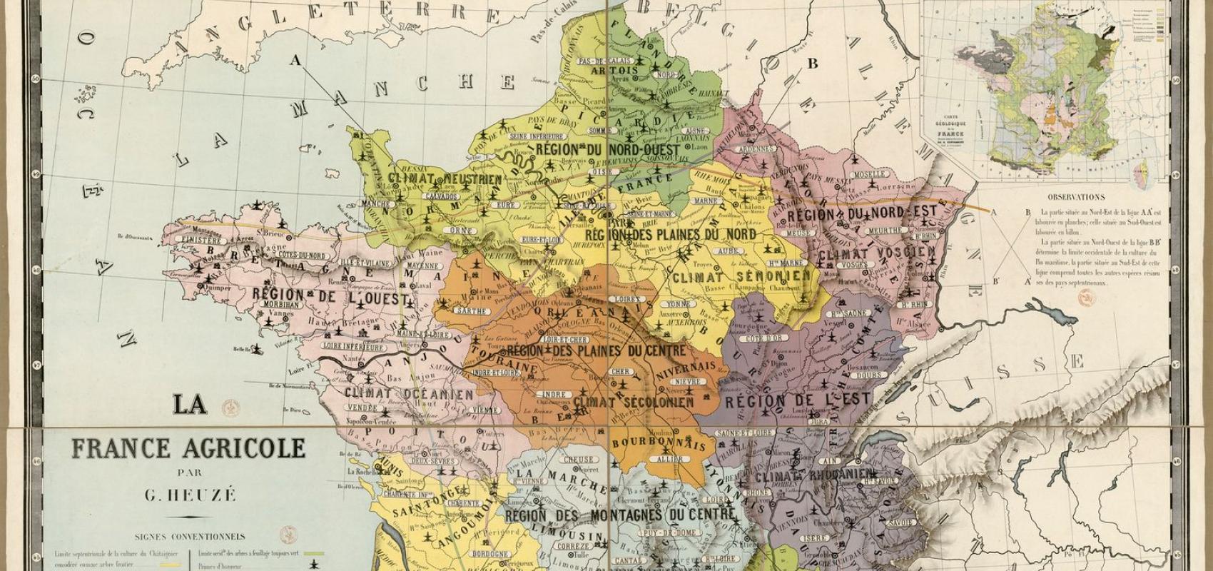 La France agricole, carte de Gustave Heuzé - - BnF, département des Cartes et plans, GE C-6612 (1-4)