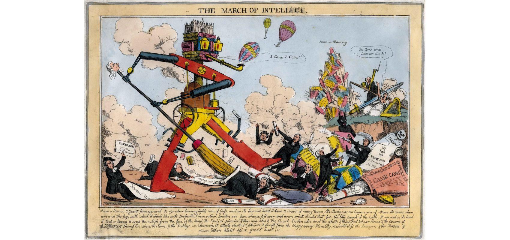 Robert Seymour (1798-1836), The march of Intellect. Caricatures sur le progrès, les machines et les transports - XVIIIe - XIXe s - BnF, département des Estampes et de la photographie, RESERVE IF-13-FOL