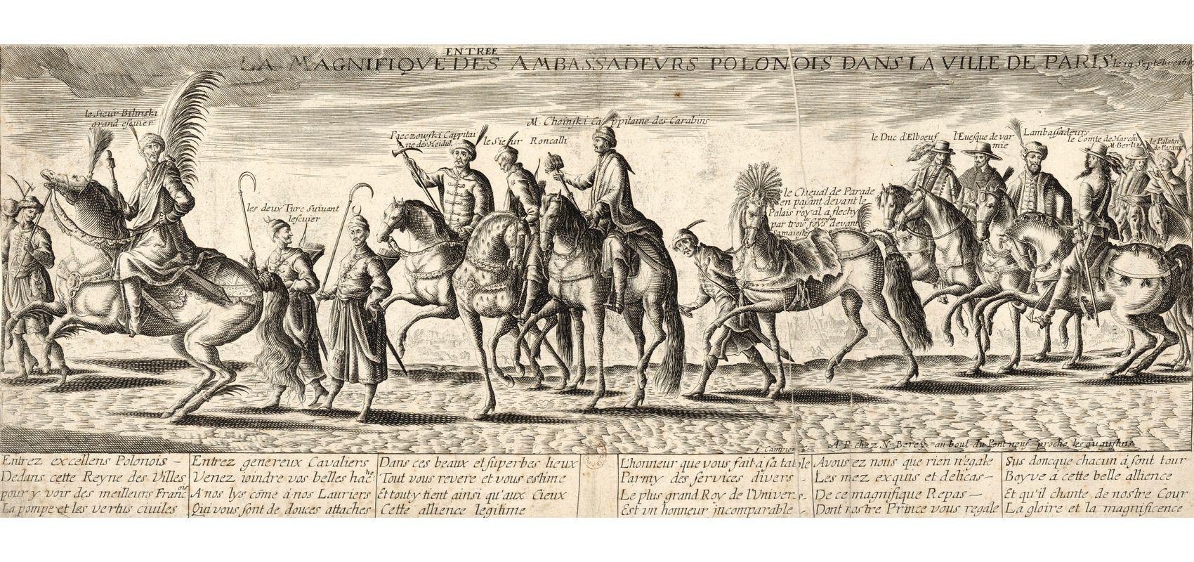 La magnifique entrée des Ambassadeurs Polonois dans la ville de Paris le 19 septembre, de F. Campion, graveur - XVIIe siècle - BnF, département des Estampes et de la photographie, RESERVE QB-201 (38)-FOL