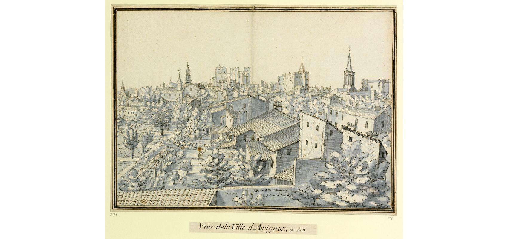 Étienne Martellange, « Veüe de la Ville d'Avignon » -  - BnF, département des Estampes et de la photographie, RESERVE UB-9-BOITE FT 4