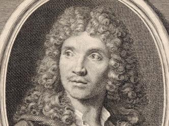 Portrait de J. B. Poquelin de Molière, gravure de Benoît Audran. BnF, département Estampes et photographie
