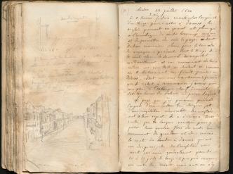 Charles Rohault de Fleury, « Voyage à Londres », 1830, manuscrit autographe. Paris, bibliothèque de l’INHA, Ms 806, ff. 67-68