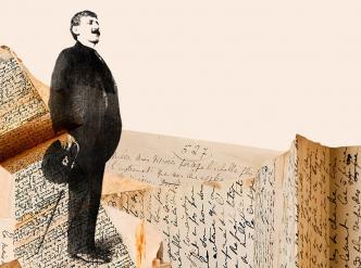 Portrait et manuscrits de Marcel Proust