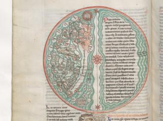 Mappemonde, dans Lambert de Saint-Omer, Liber Floridus,vers 1260. BnF, département des Manuscrits