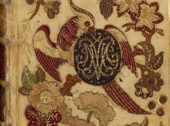 Reliure en veau crème à décor floral entièrement mosaïqué, au chiffre de Marie-Josèphe de Saxe, Paris, atelier Le Monnier