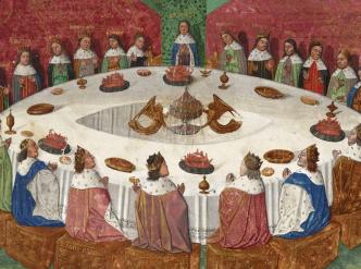 Comment le Saint Graal apparut aux chevaliers de la Table ronde, dans Compilation arthurienne de Micheau Gonnot. Gautier Map, La Queste del Saint-Graal