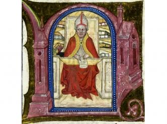 Le pape Nicolas V, déguisé en Denys l’Aréopagite, parmi ses livres