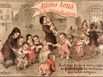 Allons tous à la consultation, dessin d'Alice Dick Dumas. Publicité de l'American national Red Cross
