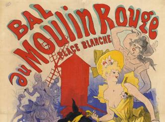 Bal du Moulin rouge tous les soirs et dimanche jour... Affiche de Jules Chéret