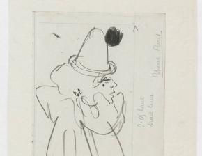 Lyse Berty en costume de clown / dessin de Paul Charles Delaroche