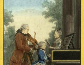 Leopold Mozart, Pere de Marianne Mozart, virtuose âgée de onze ans // et de J. G. Wolfgang Mozart. Compositeur et Maitre de Musique // âgé de sept ans. : [estampe] ([État décrit dans l'Inventaire du fonds français, graveurs du XVIIIe siècle]) / L. C. De C
