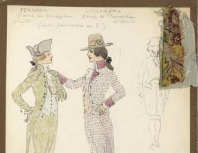 Maquette de costume de Marcel Mültzer pour Fernand et Guillaume dans Cosi fan tutte à l’Opéra-Comique