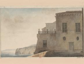 Voyage en Italie : 1824-1830,. Maison du Tasse à Sorrento. Henri Labrouste. Dessin. 
